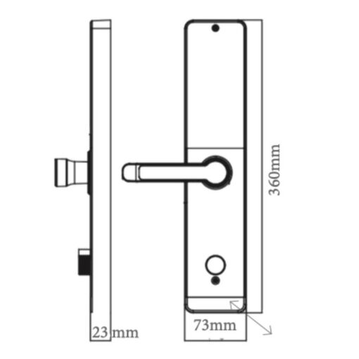 Kích thước khóa cửa thông minh Avolock AV-66-B