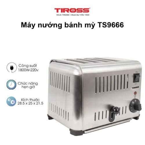 Kích thước lò nướng điện (kẹp nhảy 4 lát) Tiross TS9666