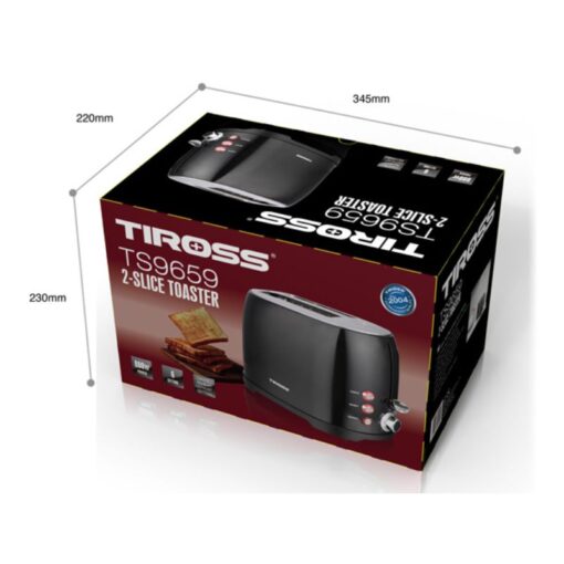Kích thước máy nướng bánh mỳ 2 ngăn Tiross TS9659