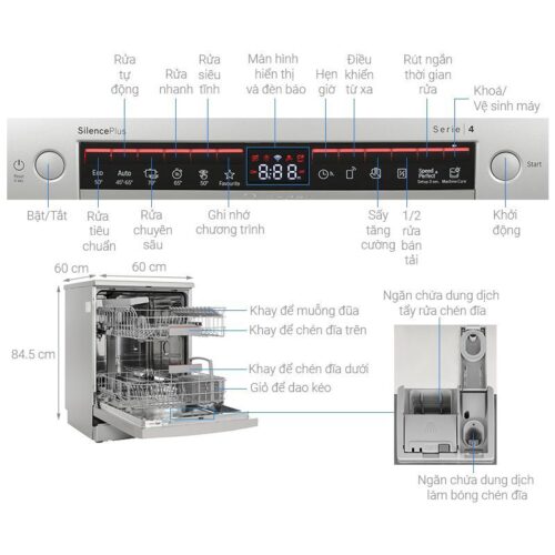 Kích thước máy rửa bát độc lập Bosch SMS6ECI04E Serie 6