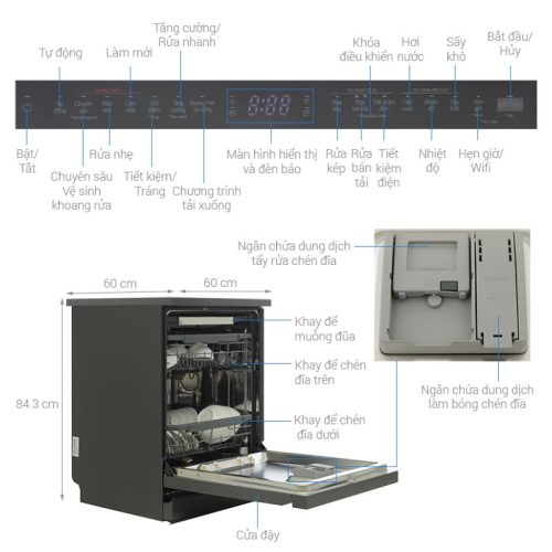 Máy rửa bát LG LDT14BLA4 ABMPEVN 9 Kích thước máy rửa bát LG LDT14BLA4 ABMPEVN