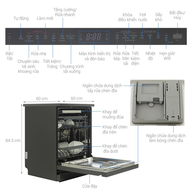 Máy rửa bát LG LDT14BLA4 ABMPEVN 6 Kích thước máy rửa bát LG LDT14BLA4 ABMPEVN