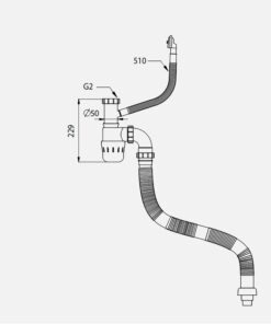 Kích thước siphon chậu rửa bát 1 hố Kluger KSP-301
