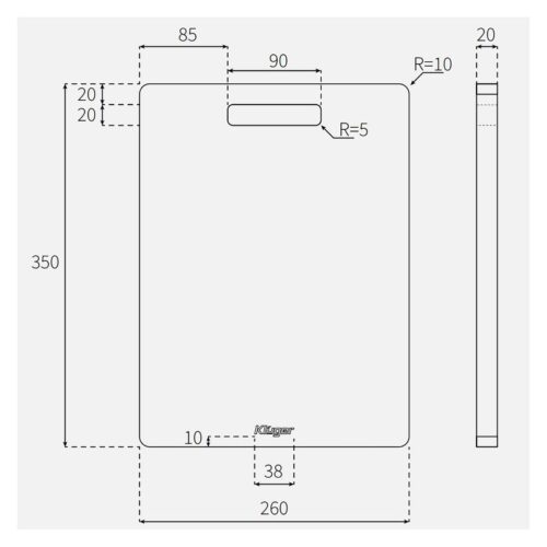 Kích thước thớt gỗ tre Kluger KCB-104W