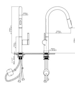 Kích thước vòi rửa bát nóng lạnh Kluger KLF0003C có dây rút