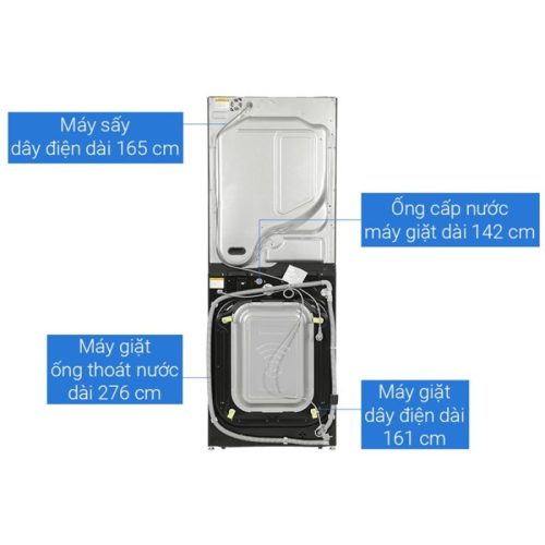 Mặt sau tháp giặt sấy LG WT2517NHEG ABGPEVN