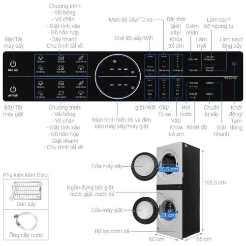 Thông số kỹ thuật tháp giặt sấy LG WT1410NHE ABBPEVN