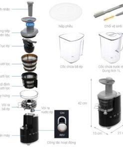 Chi tiết máy ép chậm trái cây Smeg SJF01BLEU Black