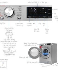 Chi tiết máy giặt sấy LG giặt 9 kg - sấy 5 kg FV1409G4V
