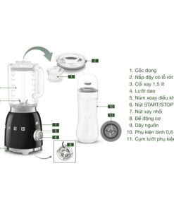Chi tiết máy xay sinh tố SMEG BLF01WHEU Màu Trắng