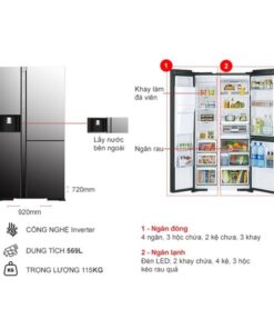 Chi tiết tủ lạnh 3 cánh side by side 569 lít Hitachi MY800GVGV0 MIR