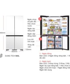 Chi tiết tủ lạnh 4 cánh 569 lít Hitachi WB640VGV0X MGW