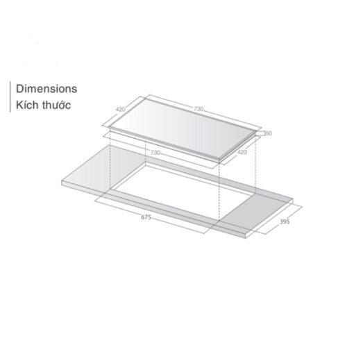 Kích thước bếp điện từ đôi Lorca LCI 886 Pro lắp âm