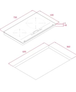 Kích thước bếp từ đôi Teka TOTAL IZC 72610 MST BK 112500059 lắp âm