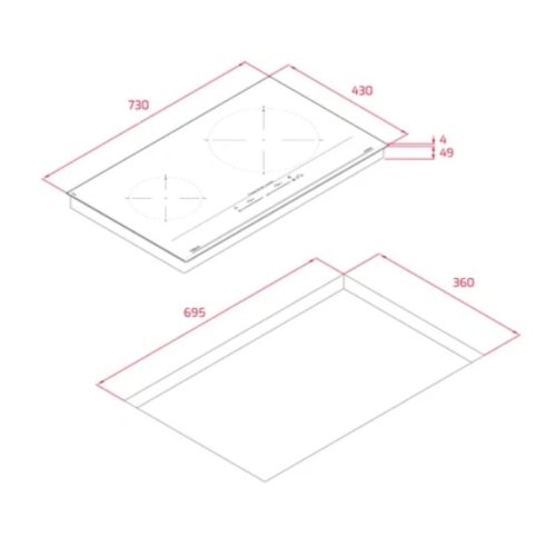Bếp từ đôi Teka TOTAL IZC 72610 MST BK 112500059 lắp âm 7 Kích thước bếp từ đôi Teka TOTAL IZC 72610 MST BK 112500059 lắp âm