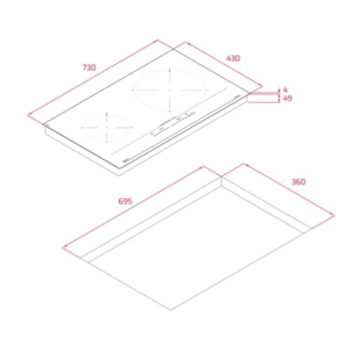 Kích thước bếp từ đôi Teka TOTAL IZC 72610 MST BK 112500059 lắp âm