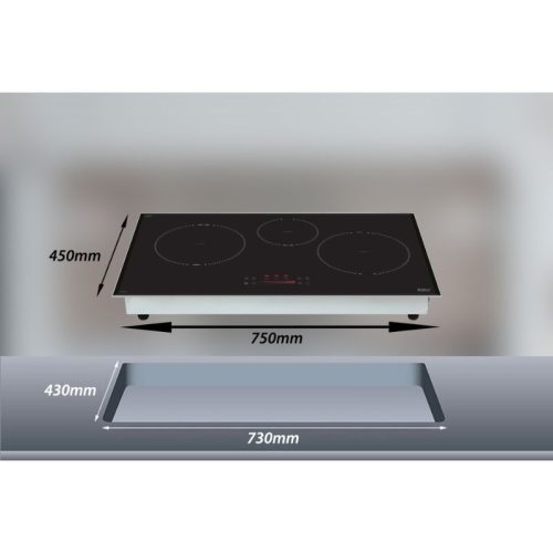 Kích thước bếp từ Lorca 3 vùng nấu LCI 309 PLus lắp âm