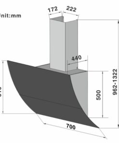 Kích thước máy hút áp tường Lorca TA 6008CM-70