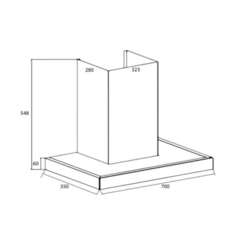 Kích thước máy hút mùi áp tường Canzy CZ D70S35