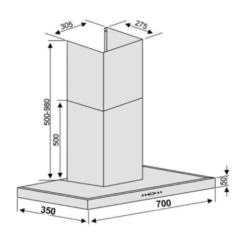 Kích thước máy hút mùi áp tường Lorca TA 6007TM