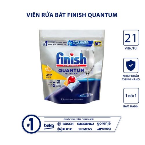 Viên rửa bát Finish Quantum All In One túi 21 viên 5 anh vien rua bat finish quantum all in one tui 21 vien