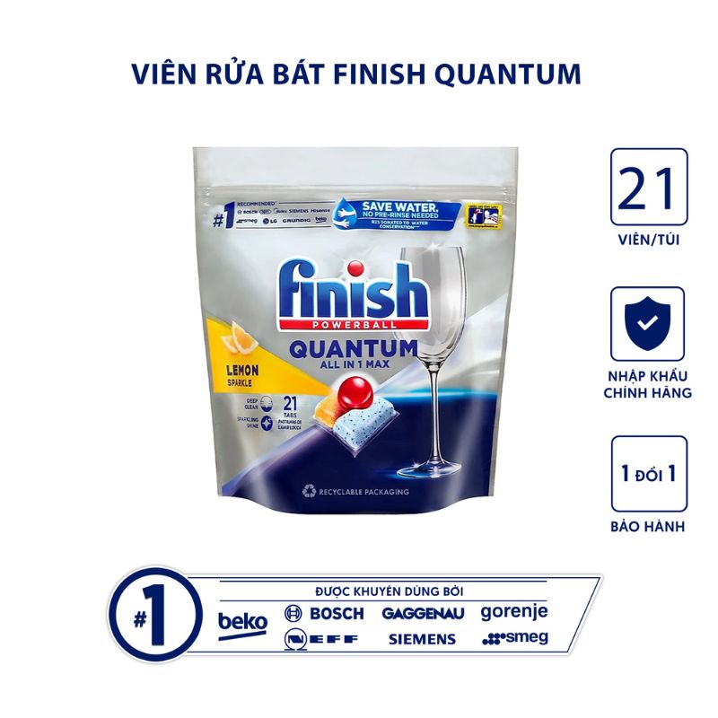 Viên rửa bát Finish Quantum All In One túi 21 viên 4 Viên rửa bát Finish Quantum All In One túi 21 viên - Ảnh 2