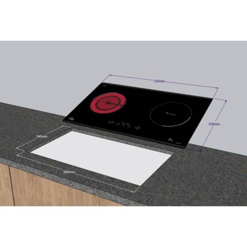 Kích thước bếp từ kết hợp hồng ngoại Tomate TOM 02IH‐G7