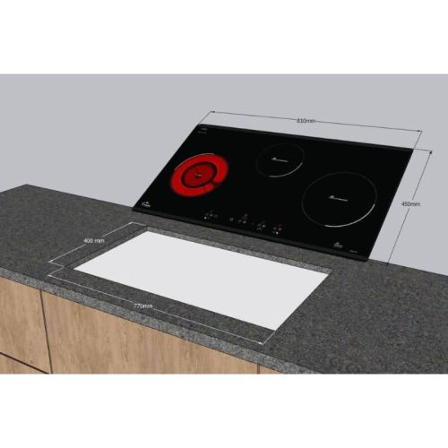 Kích thước bếp từ kết hợp hồng ngoại Tomate TOM 03IR