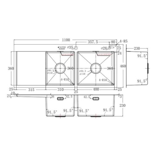 Chậu rửa bát inox 2 hố Faster FS 11046HLS - Ảnh 3