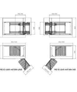 Kích thước kệ góc liên hoàn nan dẹt Inox GrandX XMC.45S LEFT