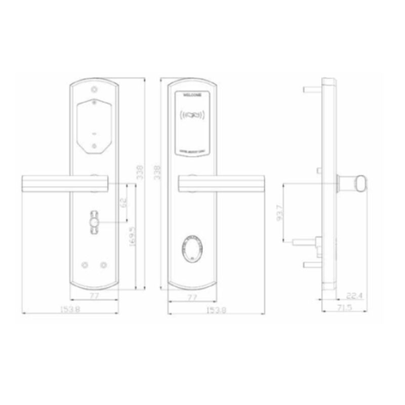 Khóa điện tử Hyundai HY-HL04 Gold 4 Kích thước khóa điện tử Hyundai HY-HL04 Gold