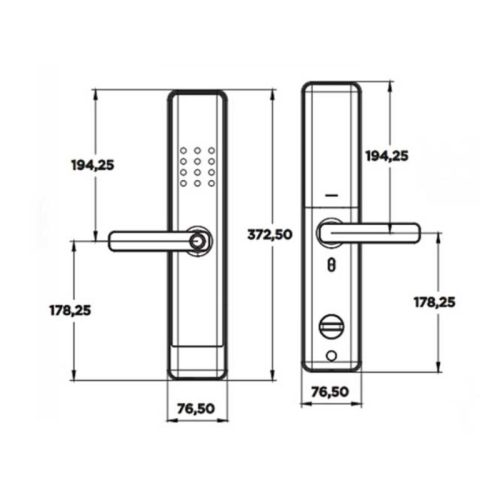 Khóa điện tử Hyundai HY-SL007 Black 5 Kích thước khóa điện tử Hyundai HY-SL007 Black
