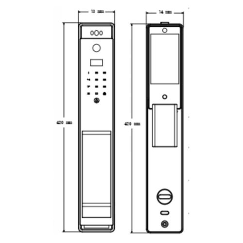 Khóa điện tử Hyundai HY-SLA909F Black 5 Kích thước khóa điện tử Hyundai HY-SLA909F Black
