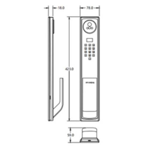 Khóa điện tử Hyundai HY-SLA911F Black 7 Kích thước khóa điện tử Hyundai HY-SLA911F Black