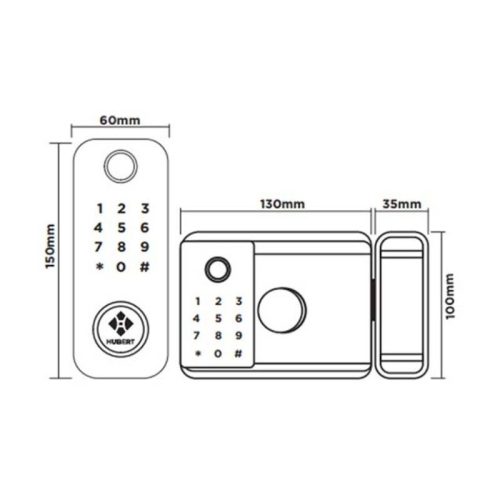 Khóa điện tử Hyundai HY-SLN002 Black 5 Kích thước khóa điện tử Hyundai HY-SLN002 Black