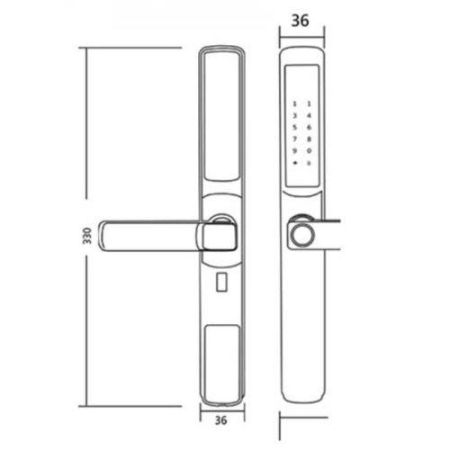 Khóa điện tử Hyundai HY-SLS003 Black 5 Kích thước khóa điện tử Hyundai HY-SLS003 Black