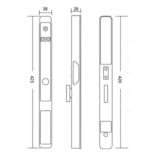 Khóa điện tử Hyundai HY-SLS005 Black 5 Kích thước khóa điện tử Hyundai HY-SLS005 Black