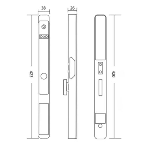 Kích thước khóa điện tử Hyundai HY-SLS005F Black