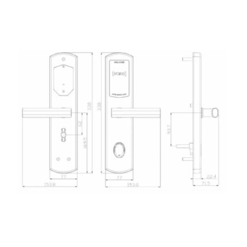 Khóa điện tử khách sạn Hyundai HY-HL04 Silver 5 Kích thước khóa điện tử khách sạn Hyundai HY-HL04 Silver