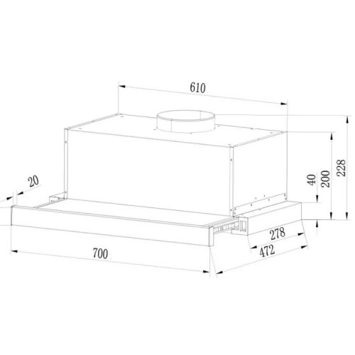Máy hút mùi âm tủ Tomate TOM 1151‐T7 5 kich thuoc may hut mui am tu tomate tom 1151‐t7
