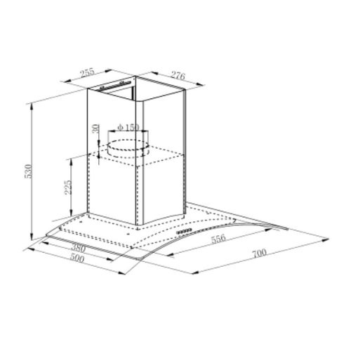 Máy hút mùi áp tường Faster FS 3588-70TS 5 kich thuoc may hut mui ap tuong faster fs 3588 70ts