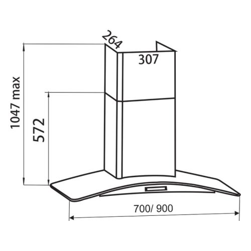 Máy hút mùi áp tường Faster FS 3588CH-90 5 kich thuoc may hut mui ap tuong faster fs 3588ch 90