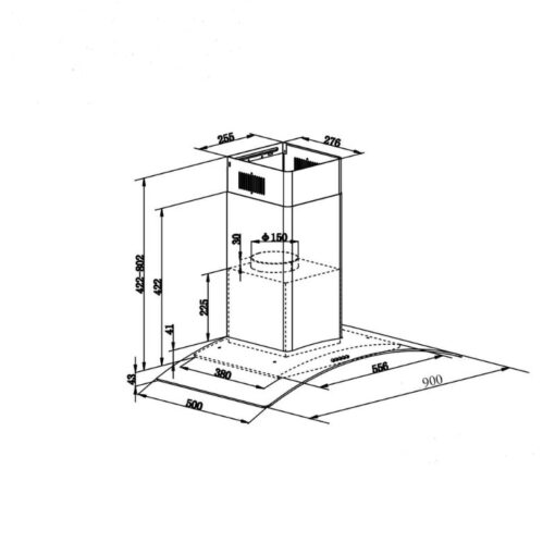 Máy hút mùi áp tường Faster FS 3590-BL - Ảnh 2