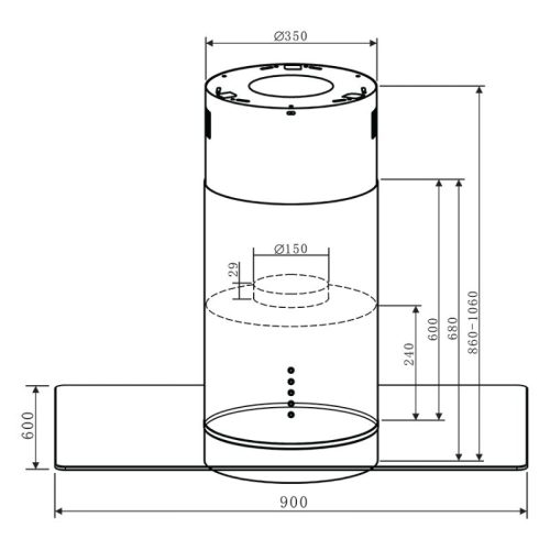 Máy hút mùi đảo Faster FS 2288IR 5 kich thuoc may hut mui dao faster fs 2288ir