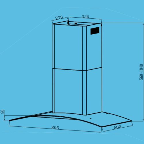 Máy hút mùi kính cong Tomate TOM 3150‐90 5 kich thuoc may hut mui kinh cong tomate tom 3150‐90