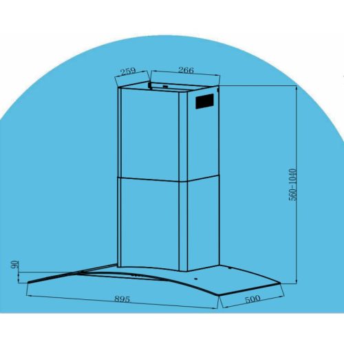 Máy hút mùi kính cong Tomate TOM 3159B-90 5 kich thuoc may hut mui tomate tom 3159b 90