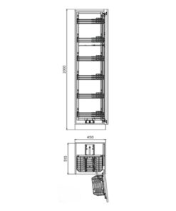 Kích thước tủ đồ khô nan dẹt SUS304 cánh mở GrandX XPR.450S