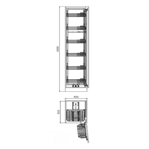 Kích thước tủ đồ khô nan dẹt SUS304 cánh mở GrandX XPR.450S
