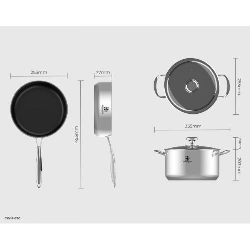Bộ nồi, chảo Hawonkoo Whitford Quantanium CWH-030 7 chi tiet bo noi chao hawonkoo whitford quantanium cwh 030