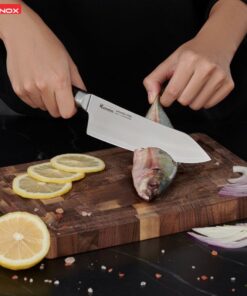 Ảnh dao thép Nhật Konox Damascus Eiko Series 7″ Deba Knife